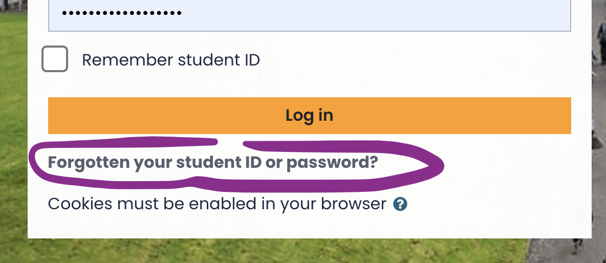 Screenshot of the forgotten password link on LearnNet located at the bottom of the login form