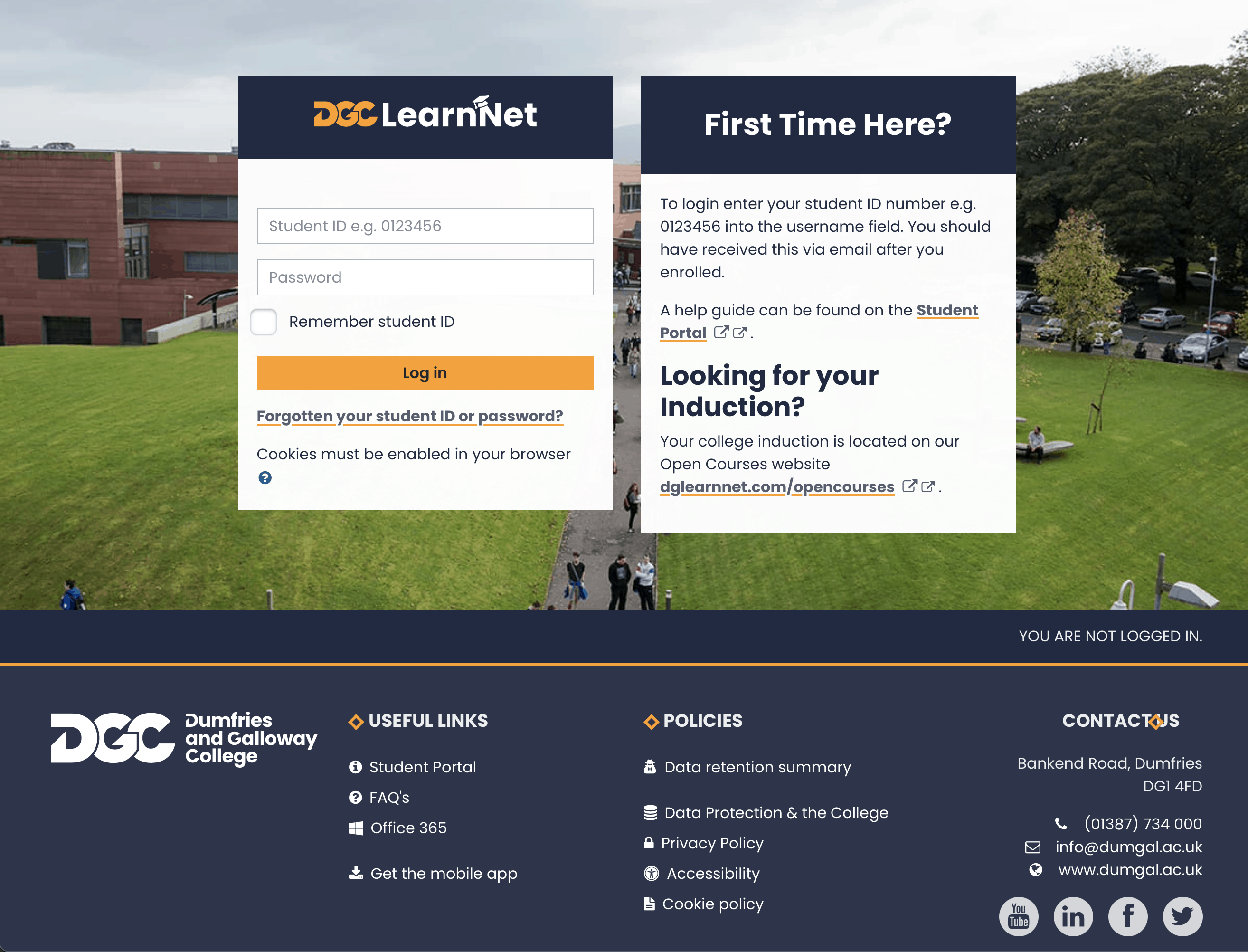 Screenshot of the LearnNet login page.
