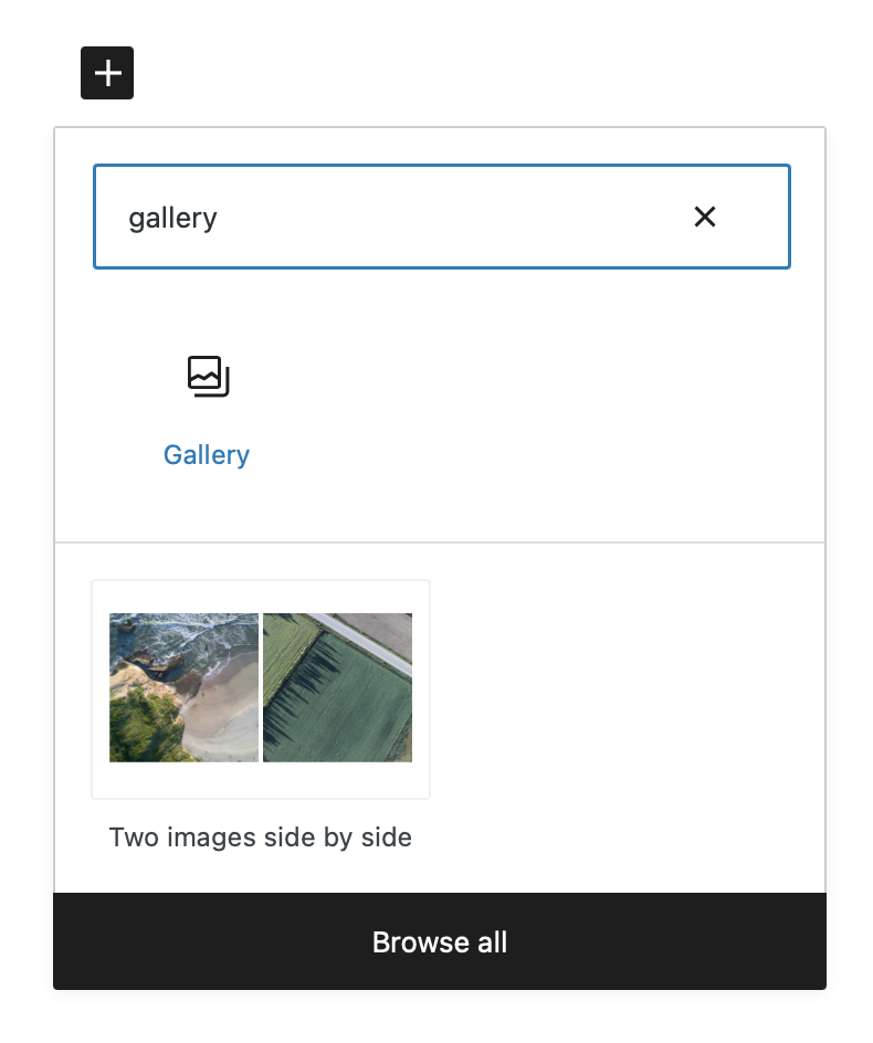 Screenshot of the gallery block