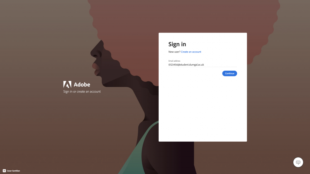 Screenshot of the Adobe Creative Cloud Login Page