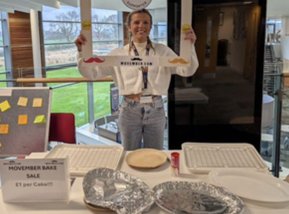 SA Vice President Karen
McIntosh raising money for
the Movember bake sale last
year! She raised over £500
for the Charity!